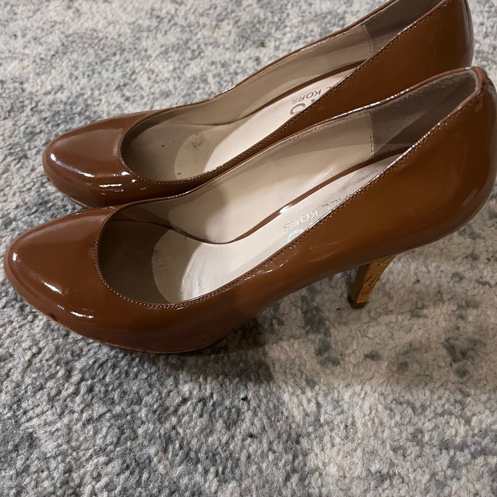 Michael Kors 8.5 tan, cork heels.